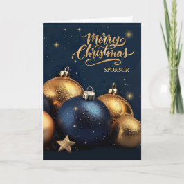 Tarjeta Festiva Navidades de los Ornamentos Azules y Oro de la Mar