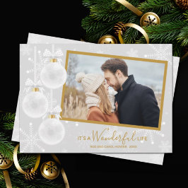 Tarjeta Festiva Navidades de los Ornamentos Blancos Foto