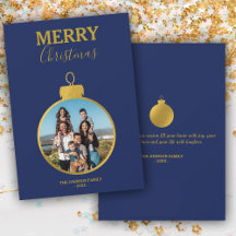 Navidades de los Ornamentos personalizado Gold Blu