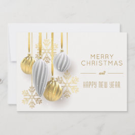 Tarjeta Festiva Navidades de los Ornamentos Plateados de Oro Retro