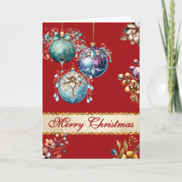 Tarjeta Festiva Navidades de los Ornamentos Vintage Brillantes