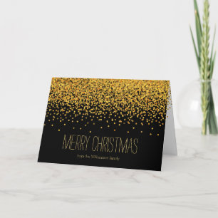 Tarjeta Festiva Navidades de los puntos de confetti de oro y Black