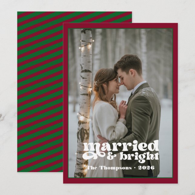 Tarjeta Festiva Navidades de los recién casados de Borgoña y Fores (Anverso / Reverso)