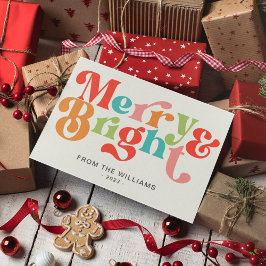 Tarjeta Festiva Navidades De Los Vibes Retro, De Colorido Y Feliz