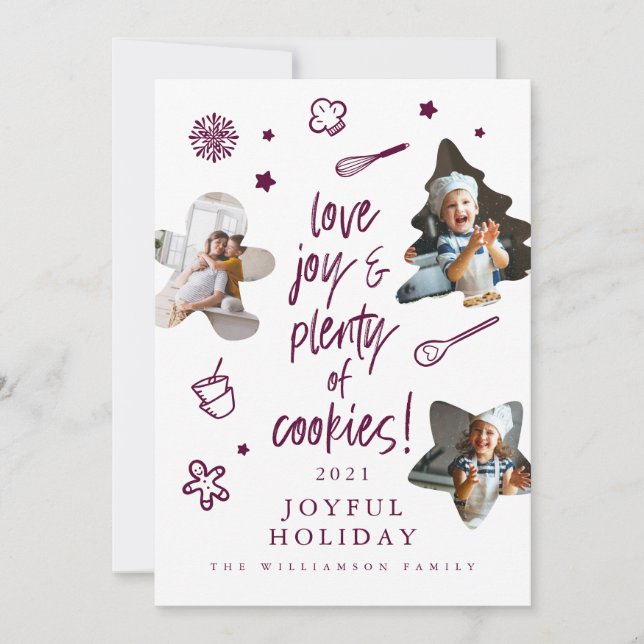 Tarjeta Festiva Navidades de Love Joy y Cookies Fotos de Baking Fa (Anverso)