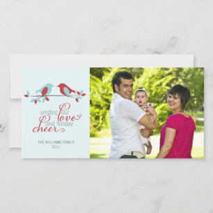 Tarjeta Festiva Navidades de Lovebirds Foto de bienvenida