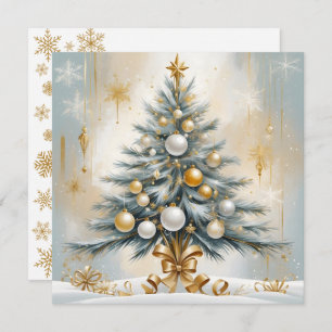 Tarjeta Festiva Navidades de lujo Art Deco Golden Ornaments Bows