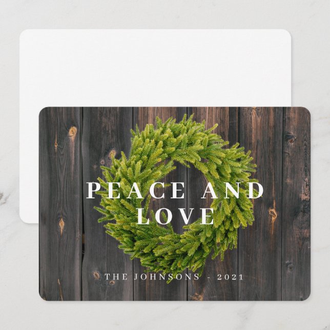 Tarjeta Festiva Navidades de Madera Botánica Rustica Country Wreat (Anverso / Reverso)