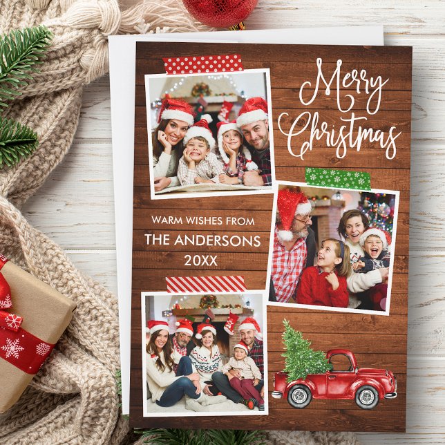 Tarjeta Festiva Navidades de madera de Cinta de Cinta de Cinta de  (Customize to add text to back of card.)