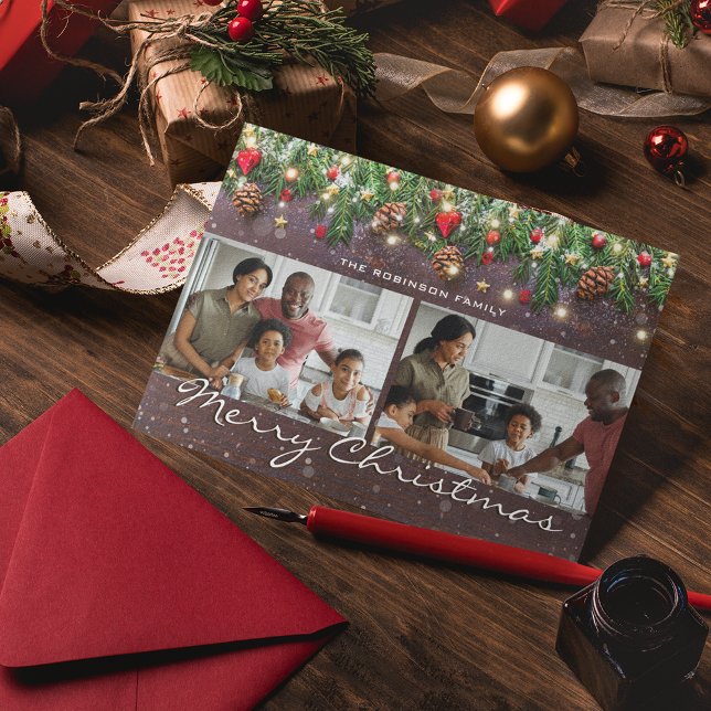 Tarjeta Festiva Navidades de madera de época 2 Foto (Subido por el creador)