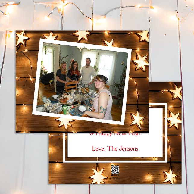 Tarjeta Festiva Navidades de Madera y Luz de Estrella de bonito (Subido por el creador)