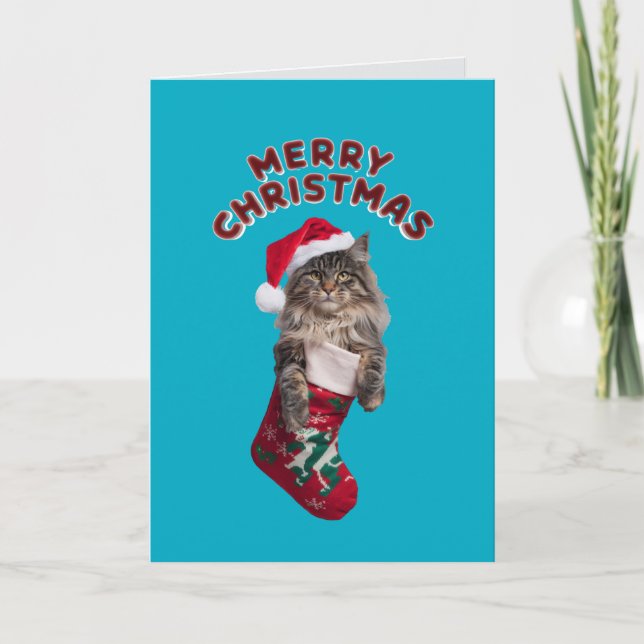 Tarjeta Festiva Navidades de Maine Coon (Anverso)
