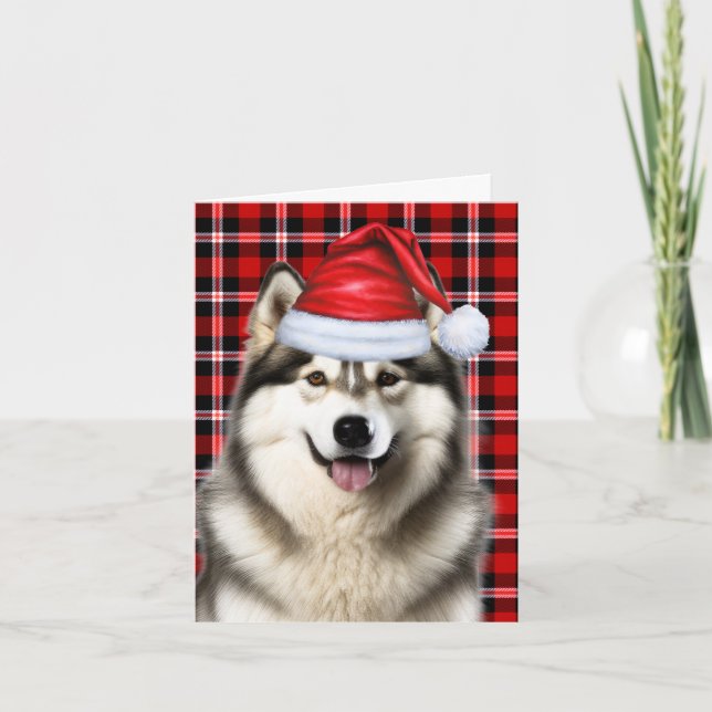 Tarjeta Festiva Navidades de Malamute de Alaska (Anverso)