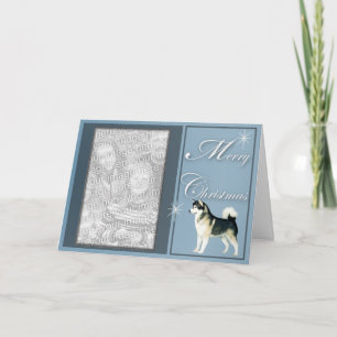 Tarjeta Festiva Navidades de Malamute de Alaska agregan su foto