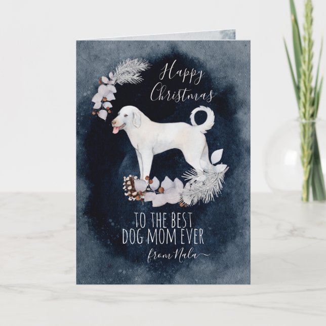 Tarjeta Festiva Navidades de mamá Akbash con acuarela personalizad (Anverso)