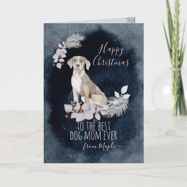 Tarjeta Festiva Navidades de mamá de perro leopardo de Catahoula (Anverso)