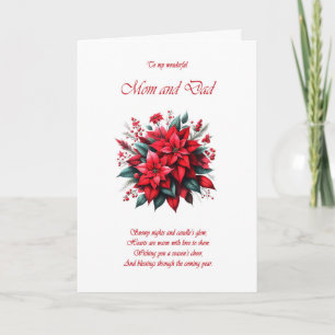 Tarjeta Festiva Navidades de mamá y papá Poinsettias