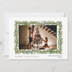 Tarjeta Festiva Navidades de marco botánico   Familia Elegante 1 F