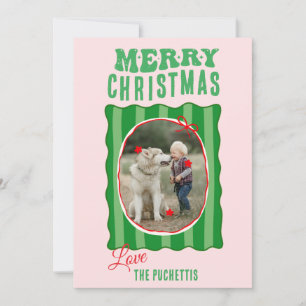 Tarjeta Festiva Navidades de marco de imagen de banda verde