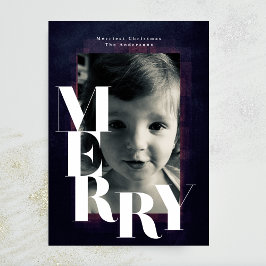 Tarjeta Festiva Navidades de marco de MERRY en negrita
