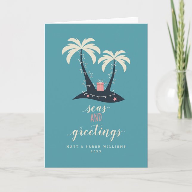 Tarjeta Festiva Navidades de Mares y Saludos (Anverso)
