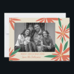 Tarjeta Festiva Navidades de marfil de Poinsettias antiguas<br><div class="desc">Personalizar con su saludo o mensaje para la temporada de vacaciones. Marco original de Becky Nimoy. Añadir una foto en la parte posterior o un mensaje. El patrón se puede quitar si se desea</div>