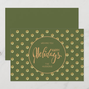 Tarjeta Festiva Navidades de margarita de oro y rojo festivo