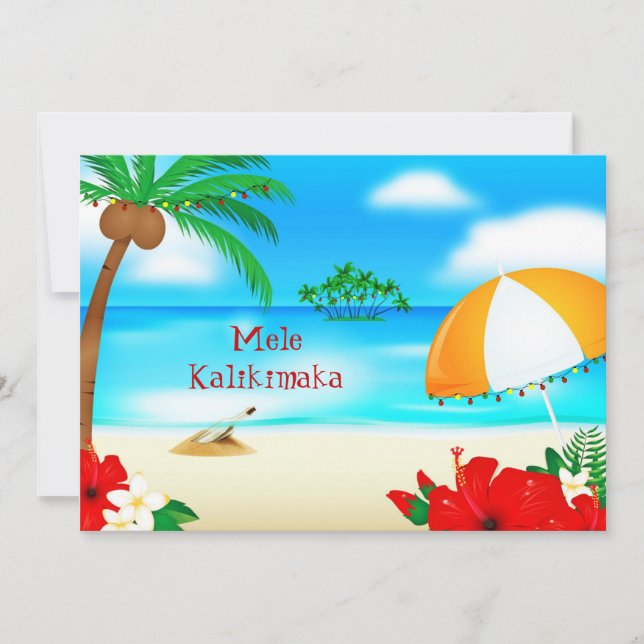 Tarjeta Festiva Navidades de Mele Kalikimaka (Anverso)
