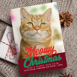 Tarjeta Festiva Navidades de Meowy achacan a Navidades de fotos de