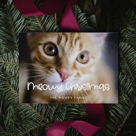 Tarjeta Festiva Navidades de Meowy adoran foto de gato