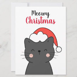 Tarjeta Festiva Navidades de Meowy, un gato simple