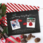 Tarjeta Festiva Navidades de Merry Everything Chalkboard Mistletoe<br><div class="desc">Diseñado por fat*fa*tin. Fácil de personalizar con su propio texto,  foto o imagen. Para solicitudes de personalizados,  por favor contacte directamente con fat*fa*tin. Se cobran cargos por personalizado. www.zazzle.com/fat_fa_tin www.zazzle.com/color_therapy www.zazzle.com/fatfatin_blue_knot・・・・・・・. www.zazzle.com/fatfatin_red_knot www.zazzle.com/fatfatin_mini_me www.zazzle.com/fatfatin_box</div>