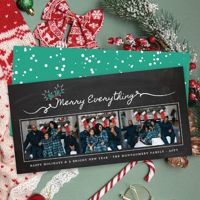 Tarjeta Festiva Navidades de Merry Everything Chalkboard Mistletoe (Subido por el creador)