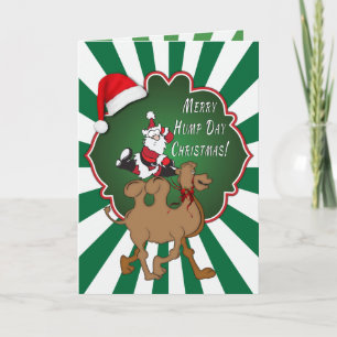 Tarjeta Festiva Navidades de Merry Hump Day Camel Green Starburst