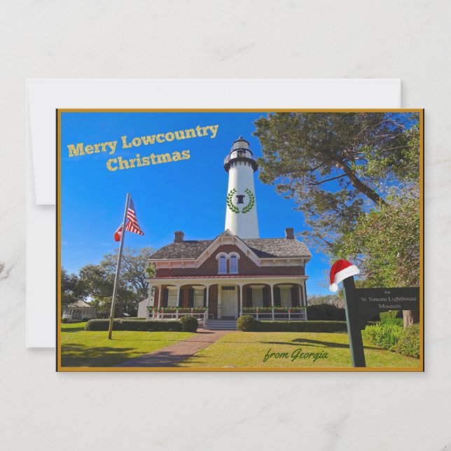 Tarjeta Festiva Navidades de Merry Lowcountry de Georgia (Anverso)