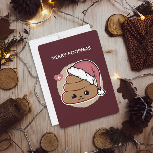 Tarjeta Festiva Navidades de Merry Poopmas Kawaii