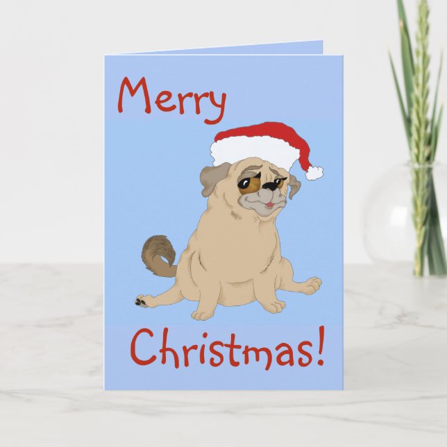 Tarjeta Festiva Navidades de Merry Pug (Anverso)