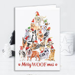 Tarjeta Festiva Navidades de Merry Woofmas Dog Lover Mascota<br><div class="desc">Envíe saludos navideños esta temporada navideña con estos lindos perros árboles de Navidad en un diseño acuarela. Esta tarjeta de vacaciones de amante de los perros incluye perros de diferentes razas con sombreros santa. Personaliza con mensaje y nombre de familia o de empresa. Esta tarjeta de navidad para perros es...</div>