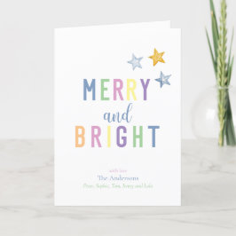 Tarjeta Festiva Navidades de Merry y Bright Pastel