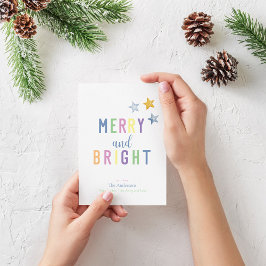 Tarjeta Festiva Navidades de Merry y Bright Pastel
