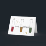 Tarjeta Festiva Navidades de metro de Merry Meniscus Chem Science<br><div class="desc">Cuando se mide el volumen de una solución de un tubo de ensayo, matraz o vaso de agua en el laboratorio, es importante tomar la lectura desde el fondo del menisco para obtener un resultado preciso. ¡Los científicos y los profesores de química disfrutarán de este diseño vacacional! Tres tubos de...</div>