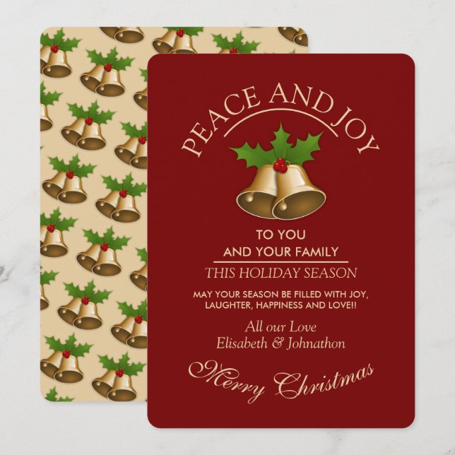 Tarjeta Festiva Navidades de Mistletoe Bells (Anverso / Reverso)