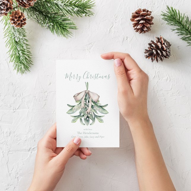 Tarjeta Festiva Navidades de Mistletoe Posy (Mistletoe posy Christmas card)