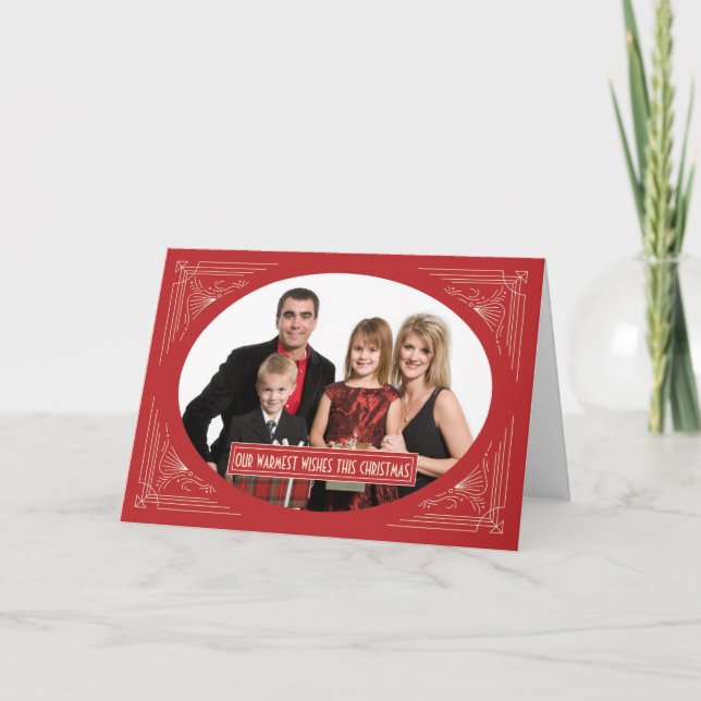 Tarjeta Festiva Navidades de moda Art Deco Personalizado de marco  (Anverso)