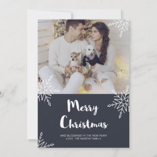 Tarjeta Festiva Navidades de Moda rusa hacen copas de nieve con fo