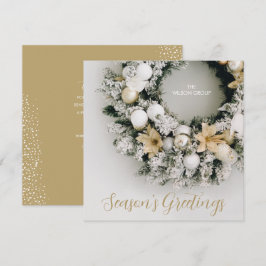 Tarjeta Festiva Navidades de moda Wreath Business Gracias Plaza