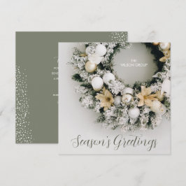 Tarjeta Festiva Navidades de moda Wreath Business Gracias Plaza