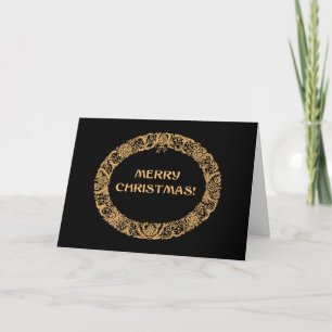 Tarjeta Festiva Navidades de moda Wreath Card Gold-Efecto sobre ne