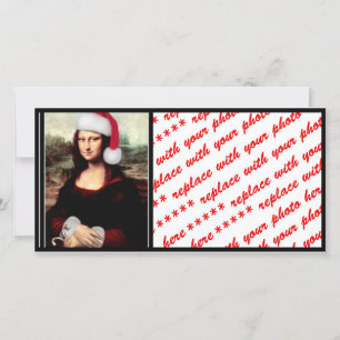 Tarjeta Festiva Navidades de Mona Lisa Santa Hat