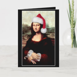 Tarjeta Festiva Navidades de Mona Lisa Santa Hat